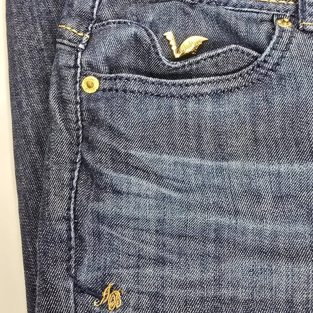 Apple Bottoms‎ Jeans Womens Size 9/10 Blue Denim Crop Rhinestone Y2K Retro